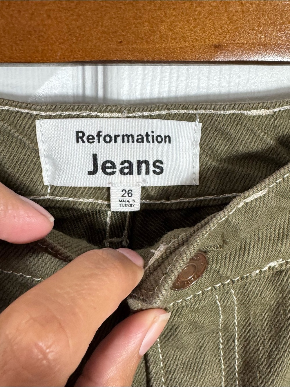 Reformation Cowboy High Rise Straight Jeans Kalamata Green Size 26 - Picture 4 of 10